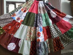 a dress made out of many different fabrics