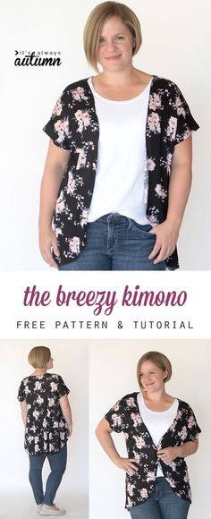 the breezy kimono is an easy sewing pattern for women