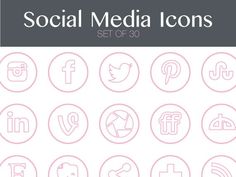 social media icons set of 30