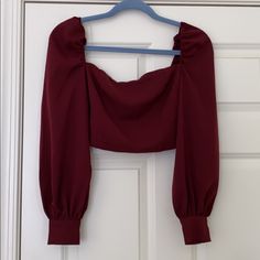 Super Cute Burgundy Long Sleeve Blouse. Perfect For Fall! Size S. Brand New With Tags! Smoke And Animal Free Home :) Low Cut Blouses, Corset Shirt, Cropped Blouse, Paisley Top, Crop Top Blouse, Crop Blouse, Sheer Blouse, Blue Blouse, Floral Blouse