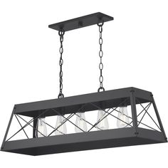 a light fixture with three lights hanging from it's sides and two bulbs on the bottom