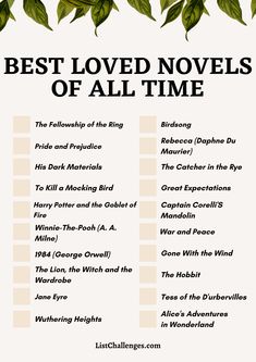 the best loved novels of all time are in this book list for children's literature