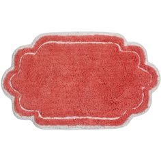 a red rug with a white border on the bottom and an empty area in the middle