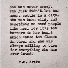 an old typewriter with the words she was never crazy