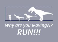 a sign that says, why are you having? run with two dogs and one dinosaur