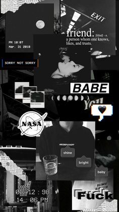 a collage of black and white photos with the word babe on it's side