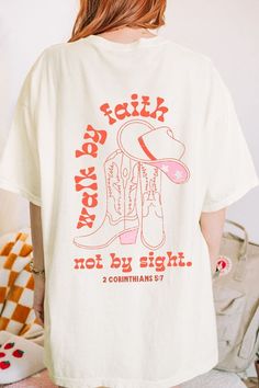 Cowgirl Christian Shirt Walk by Faith Not by Sight Shirt Christian Concert Shirt for Rodeo Western Style Religious Shirt Cowgirl Aesthetic - Etsy San Jose, Country Western Aesthetic Outfit, What To Wear To Christian Concert, Country Christian Shirts, Cute Faith Shirts, Western Asthetics Outfit, Jesus Merch Aesthetic, Western Christian Aesthetic, Christian Cowgirl Aesthetic