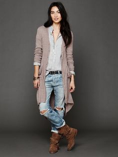 Vestiti In Jeans, Maxi Cardigan, Tomboy Fashion, Casual Fall Outfits, Casual Fall, Mode Outfits