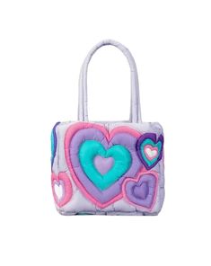 Lola + The Boys Accessories Cutie Heart Plush Bag Heart Wave, Heart Plush, Plush Bags, Pad Bag, Quilted Tote Bags, Travel Bags For Women, Quilted Totes, Puffy Heart, Casual Tote