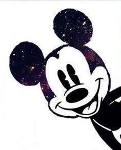 a mickey mouse drawing with stars in the background