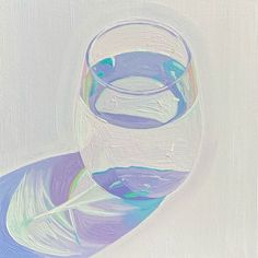 a painting of a glass with water in it