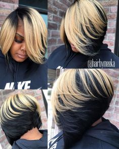 Partial Highlights, Haircuts For Black Women, Blonde Layers, Blonde Bob Hairstyles, Blond Balayage, Black Bob