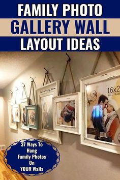 the family photo gallery wall layout is easy to do with your photos and hang on the wall