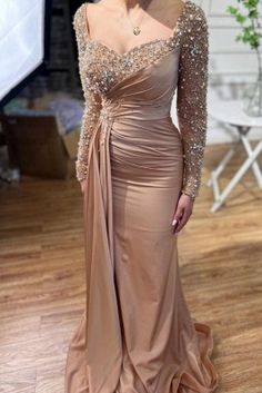 Prom Dresses With Long Sleeves, Long Sleeve Mermaid Prom Dress, Dresses With Long Sleeves, Robes Glamour, Dress With Sequins, Mermaid Evening Gown, Mermaid Prom Dress, Sweetheart Prom Dress, فستان سهرة