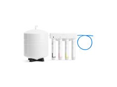 an image of a water filtrator set up on a white background with accessories