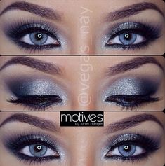 Eye Base, Silver Smokey Eye, Blue Smokey Eye, Grey Makeup, Eye Makeup Images, White Eyeshadow, How To Draw Eyebrows, Beautiful Eye Makeup