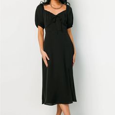 New, Never Worn! Purchased For An Event That Was Cancelled And Missed Return Window. Black Midi Dress With Sleeves, Black Midi Bridesmaid Dress, Cute Modest Dresses Casual, Black Dresses Modest, Wedding Guest Dress Teenager, Black Modest Bridesmaid Dresses, Black Modest Dress, Black Spring Dress, Black Dress Modest