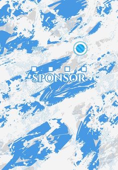 an abstract blue and white background with the word sponsor on it's left side