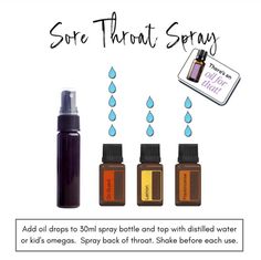 Sore Throat Essential Oils, Sore Throat Spray, Throat Spray, Doterra Diffuser Blends, Essential Oil Spray