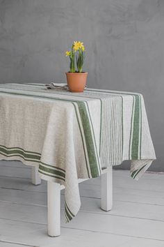 Striped Linen Tablecloth French Style Tablecloth in Various - Etsy Natural Linen Tablecloth, Vintage Linen Tablecloths, Rustic Tablecloths, Style Français, Vintage Linen, Luxury Linen, Linen Tablecloth, Color Stripes, Striped Linen