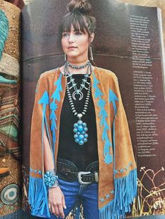 Babe Suede Cape - Carmel & Turquoise– Western & Co. Urban Cowgirl, Look Boho Chic, Cowgirl Style Outfits, Mode Hippie, Boho Cowgirl, Estilo Hippie, Cowgirl Chic, Look Boho, Western Outfits Women