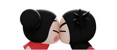 two black and white figurines are facing each other with the caption that says, i love you so much