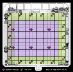 the game screen shows an image of a square with flowers and plants on it, as well