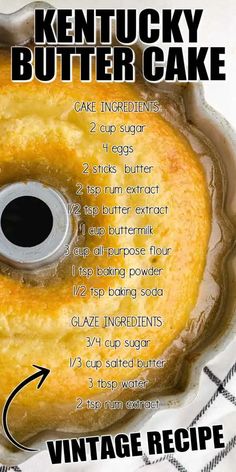 the recipe for kentucky butter cake is shown