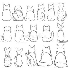 a set of cats and kittens in different poses royalty illustration