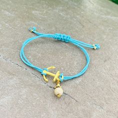 Anchor Turquoise Cord Bracelet With Sliding Slider Stopper Adjustable Summer, Beach, Ibiza, Boho Style Handmade With Love Ibiza, Ibiza Boho Style, Cord Bracelet, Cord Bracelets, Handmade With Love, Womens Jewelry Bracelets, Blue Gold, Sliders, Boho Style