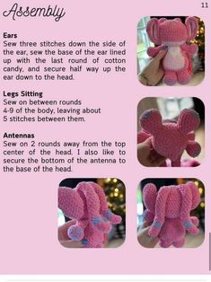 instructions for crocheted pink bunny stuffed animal