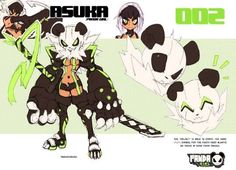 an image of some character designs from the video game personana, with green eyes and black