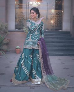 Balayage, Laraib Rahim, Wedding Gharara, Gharara Designs, Sharara Designs, Mehndi Dress, Shadi Dresses