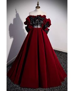 Get 10% off now! Buy unique black and red velvet formal dress with big bow at cheap price online. Free stable shipping and pro custom service since 2009. Velvet Formal Dress, Prom Dresses Off The Shoulder, Beaded Party Dress, Floral Dress Formal, Long Formal Dress, A Line Evening Dress, Floor Length Prom Dresses, Sweetheart Prom Dress, Blue Evening Dresses