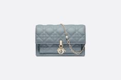 Miss Dior Chain Pouch Cloud Blue Cannage Lambskin | DIOR Dior Chain, Dior Pouch, Dior Clutch, Christian Dior Couture, Dior Couture, Functional Accessories, Miss Dior, Boutique Online