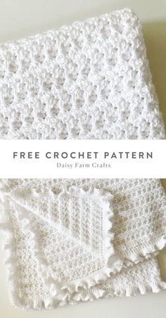 two white crocheted blankets with the words free crochet pattern on them