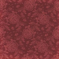 an image of a red background with flowers and leaves on the bottom half of it