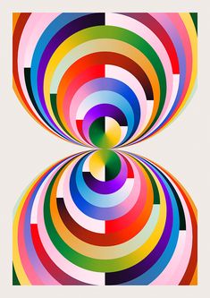 an abstract art work with multiple colors and shapes in the center, including circles that appear to be overlapping