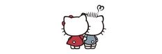 an image of hello kitty and her cat friend hugging each other with the caption that says, i love you