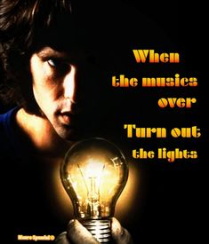 a man holding a light bulb with the words when the muscles over turn out, the lights