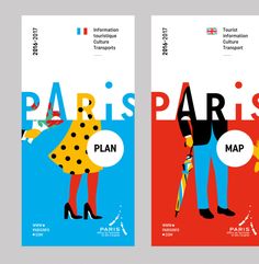 two posters for the paris map with people holding umbrellas and standing next to each other