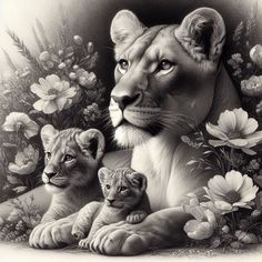 Lions Tattoo Design, Lions Tattoo, Dragon Tattoo Ideas, Lioness Tattoo, Family Tattoo Designs, Lion Family