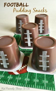 chocolate football puddinging snacks are ready to be eaten