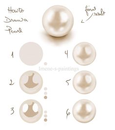 how to draw pearls in different shapes and sizes, with instructions for each pearl on the bottom