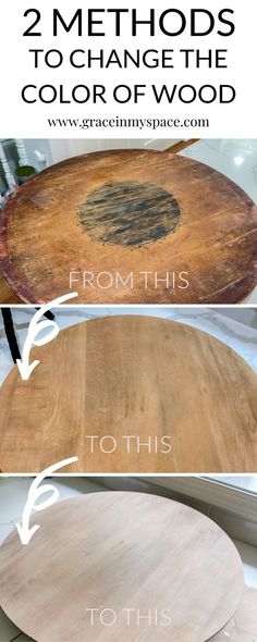 how to make a diy wood table with two different pictures and text overlay