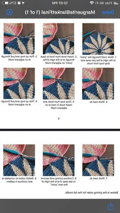 the instructions to crochet an afghan with pictures on it and text that says, how