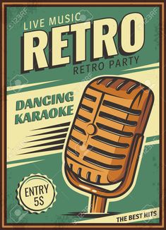 retro karaoke poster with an old microphone