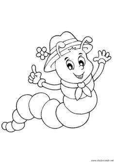 a cartoon caterpillar with a hat on it's head and arms in the air