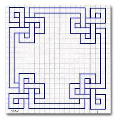 a square maze is shown in blue and white