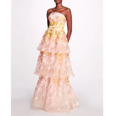 The Marchesa Falling Flowers Gown In Blush Multi Brings Drama To The Otherwise Soft Nature Of Its Floral Composition. Crafted With Tulle, The Three-Tiered Gown Features A Curved Neckline And Gradient Falling Flowering Embroidery. Nwt - Never Worn. Never Taken Out Of Bag - Photos Out Of The Bag Are Photos Of The Exact Same Dress In Size 16 - Also Available For Sale In My Closet Purchased To Try But Unable To Return Perfect For A Garden-Party Themed Wedding Or Mother Of The Bride **Also Have Size Nature, Hi Low Gown, Flower Gown, Falling Flowers, Floral Composition, Pleated Gown, Gown Skirt, Satin Cocktail Dress, Chiffon Wrap